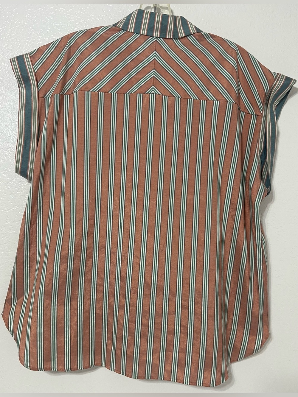 Sandro Paris Striped Blouse Size 3 Oversized Collared Cap Sleeve French Chic - Picture 4 of 10